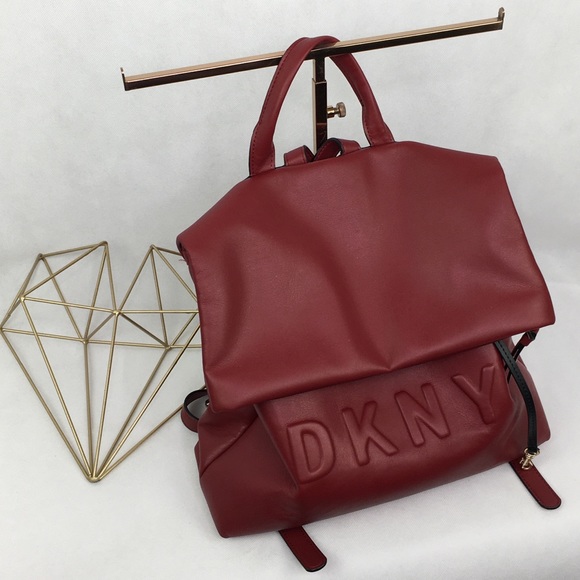 DKNY Red Leather Fold Over Bag